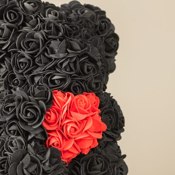 rose bear μαύρο από foam τριαντάφυλλα